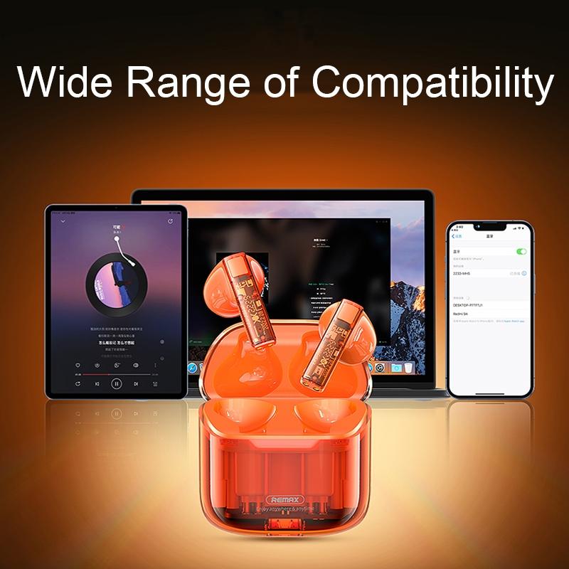 Wireless Bluetooth Headset with Low Delay and Transparent Design – Orange, In-Ear Earbuds for Gaming & Streaming