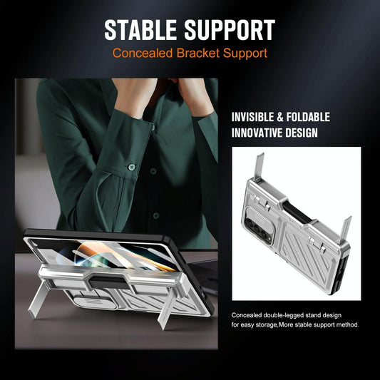 Shockproof TPU + PC Case with S Pen Holder for Samsung Galaxy Z Fold4 5G – Silver