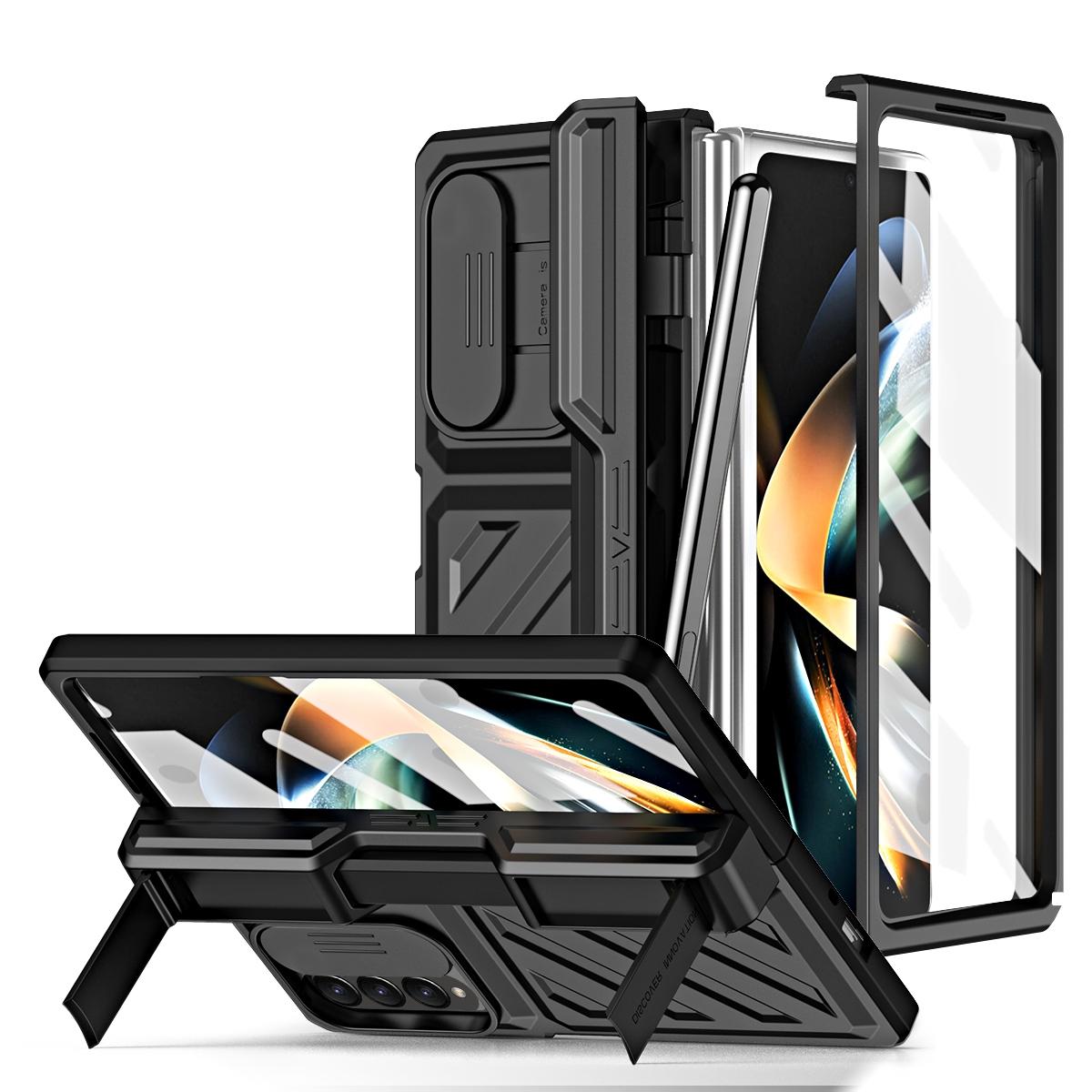 Shockproof TPU + PC Case with S Pen Holder for Samsung Galaxy Z Fold4 5G – Silver