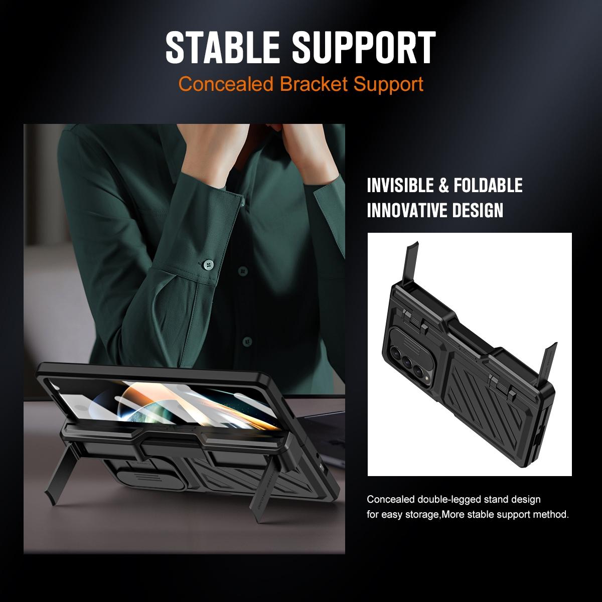 Shockproof TPU + PC Case with S Pen Holder for Samsung Galaxy Z Fold4 5G – Silver