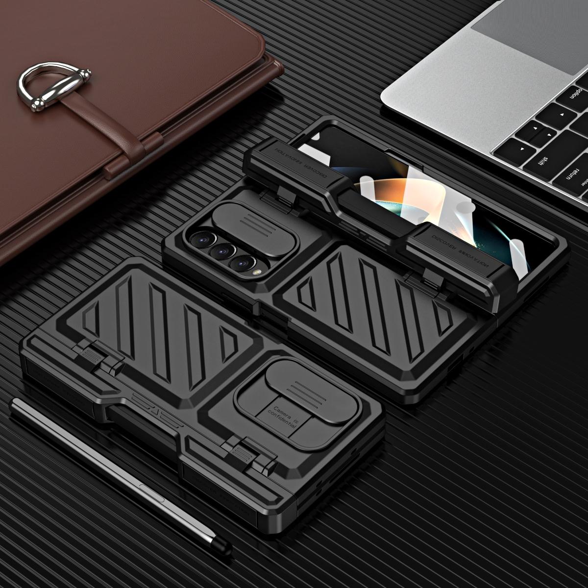 Shockproof TPU + PC Case with S Pen Holder for Samsung Galaxy Z Fold4 5G – Silver