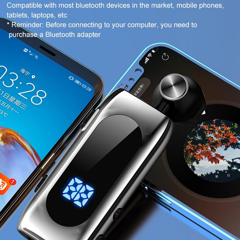 Wireless Bluetooth Earphone for Business – K55 Single-Ear Headset with Mic, Silver