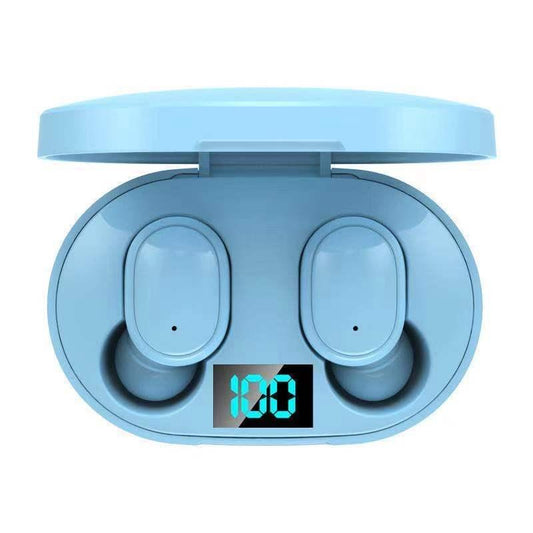 E6S TWS Wireless Bluetooth Earphones with LED Display – In-Ear Stereo Earbuds (Blue)