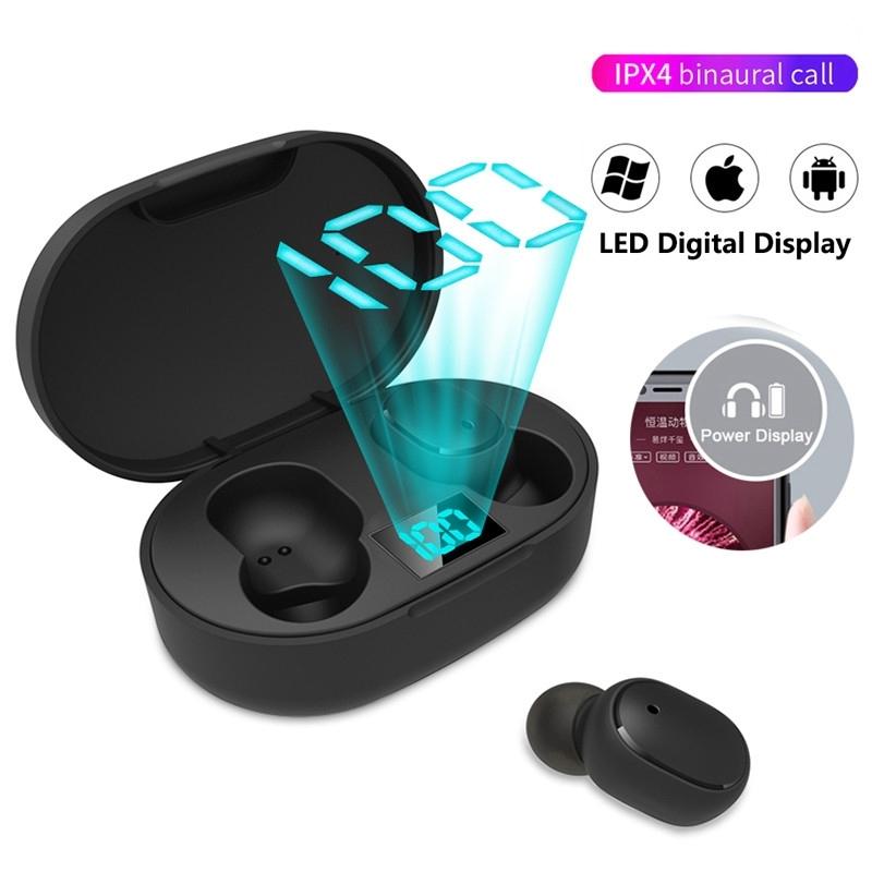 E6S TWS Wireless Bluetooth Earphones with LED Display – In-Ear Stereo Earbuds (Blue)