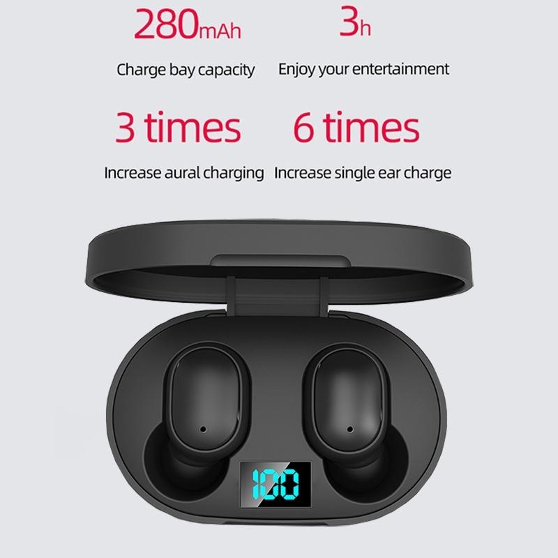 E6S TWS Wireless Bluetooth Earphones with LED Display – In-Ear Stereo Earbuds (Blue)