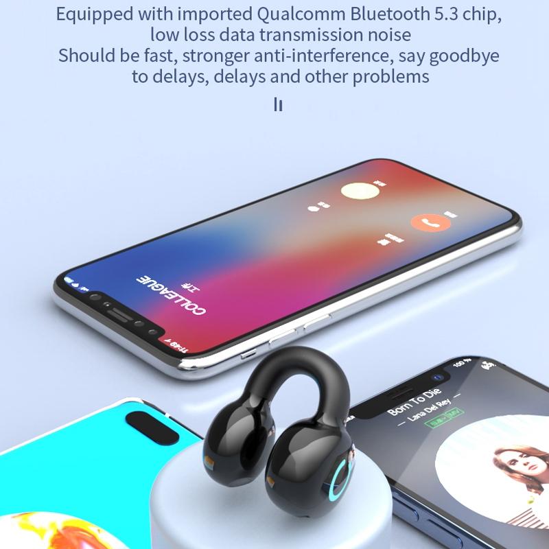 Wireless Bone Conduction Earphone – Single Ear Clamp Design, Bluetooth Headset for Hands-Free Calls, Pink