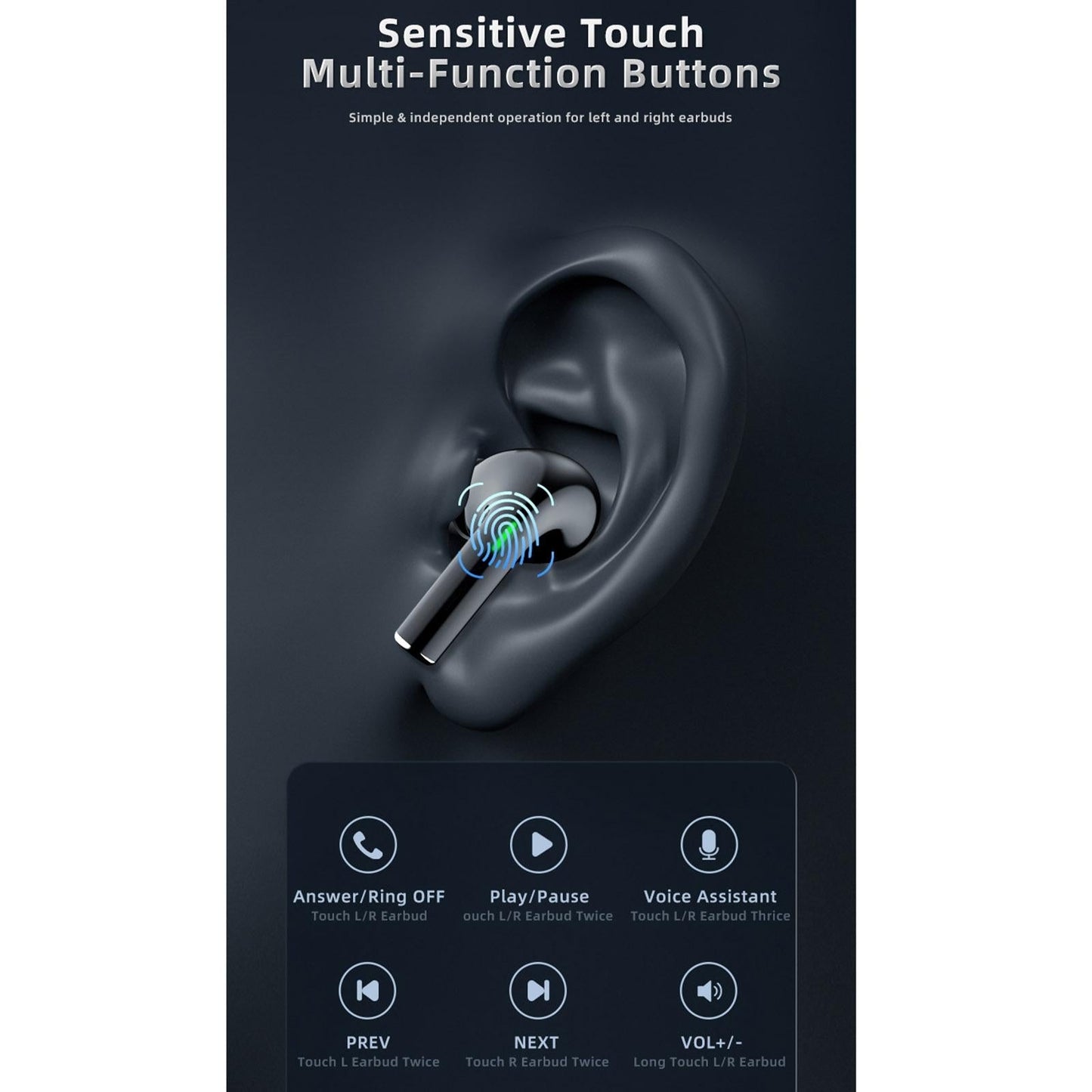 Wireless TWS Stereo Bluetooth Earbuds – Yellow, In-Ear Headphones with Mic & Charging Case for Music & Calls