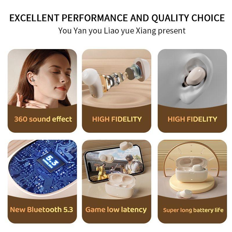 Wireless Earphones with AI Noise-Cancelling Mic – Bluetooth 5.3 In-Ear Headphones, Skin Colour