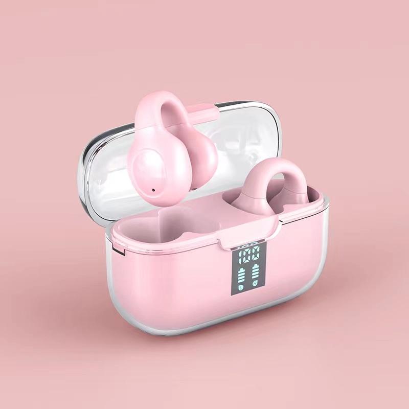 Wireless Bone Conduction Earbuds with Noise Reduction – Pink Bluetooth Headphones for Sport & Daily Use