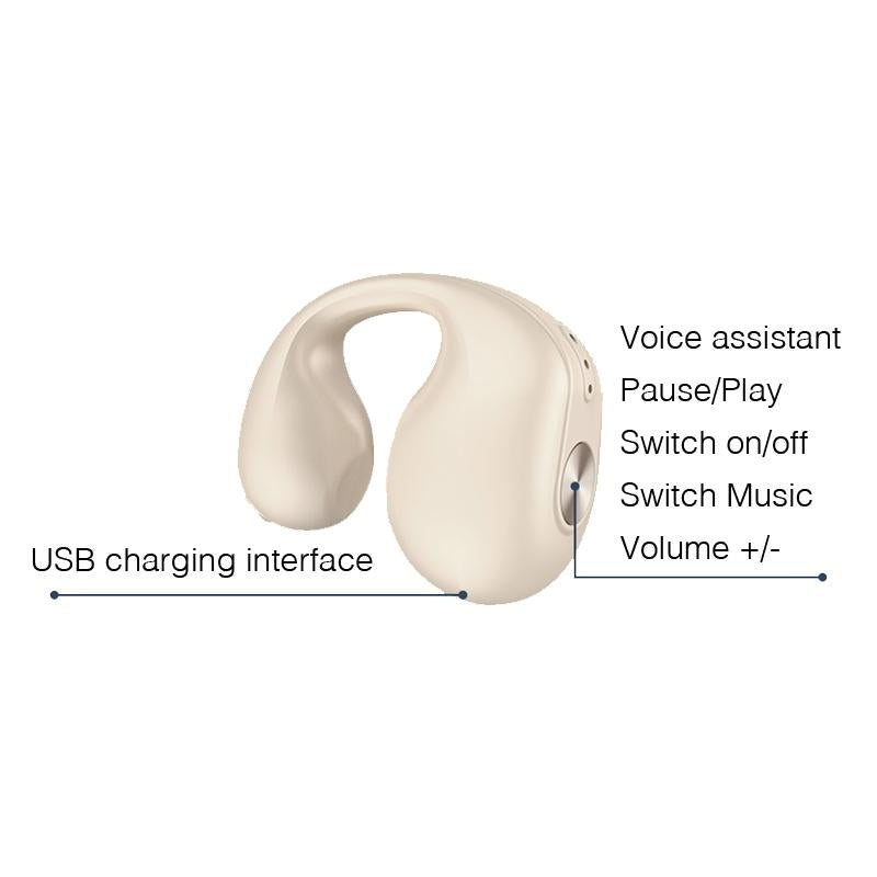 Mini Bone Conduction Bluetooth Earphone for Running & Sports – Wireless, Sweatproof, White