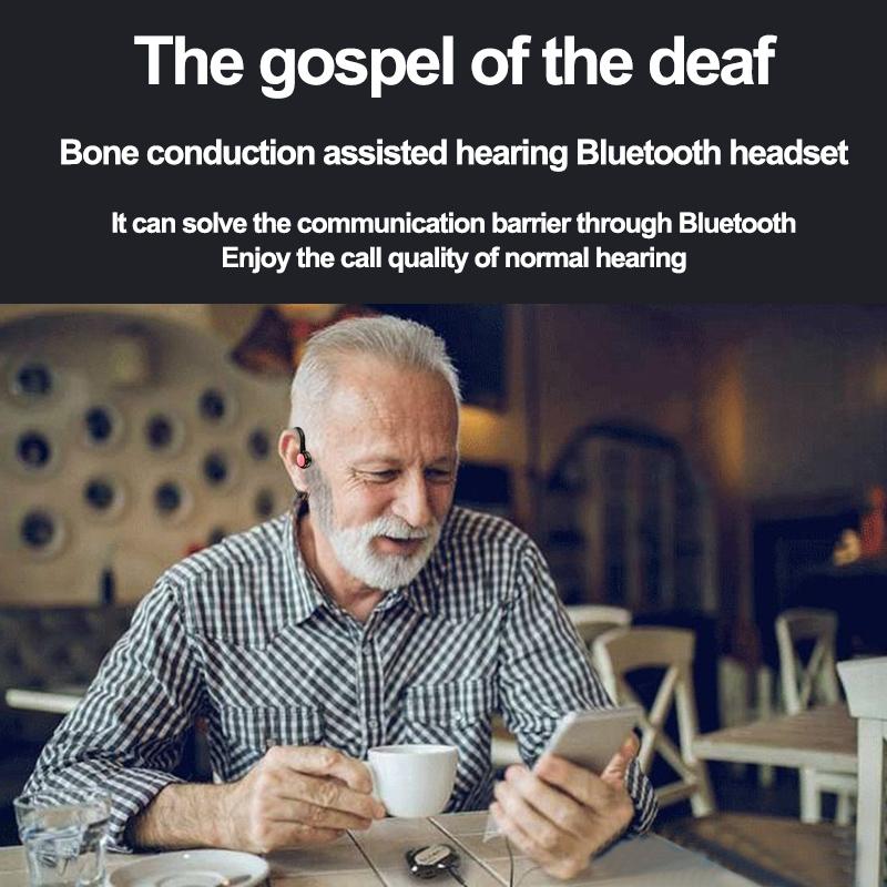 Wireless Bone Conduction Bluetooth Headset – Open-Ear Hanging Design – Red Sports Earphones with Mic