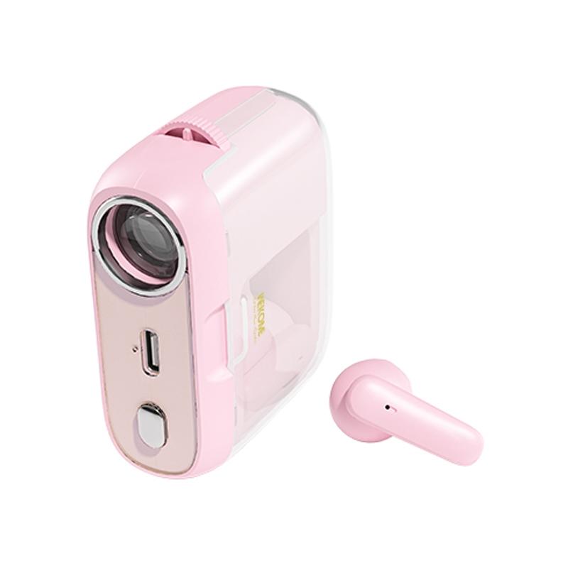WK S28 TWS Wireless Bluetooth Earphones – Pink, True Wireless Stereo (TWS) Earbuds with Charging Case