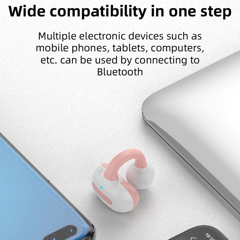 Wireless Single Ear Clip-on Bluetooth Earphone – M-S8 – Pink