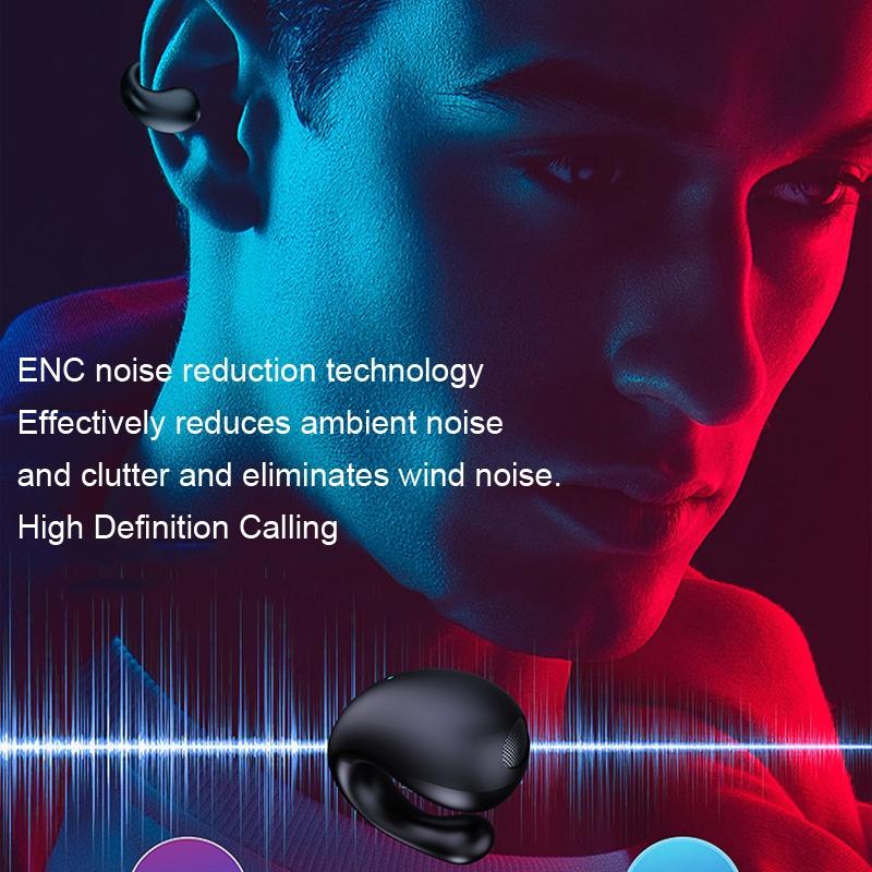 Wireless Bluetooth Earphone with Charging Case – Clip-On Design, Compact & Portable – Black/Red