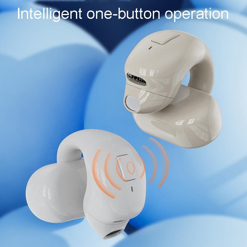 Wireless Clip-On Bluetooth Earphone for Sports & Gaming – Secure Fit Headset – Light Skin Tone