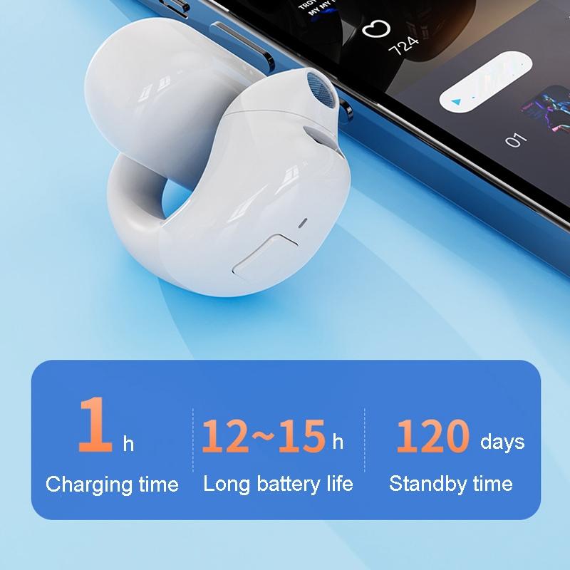 Wireless Clip-On Bluetooth Earphone for Sports & Gaming – Secure Fit Headset – Light Skin Tone