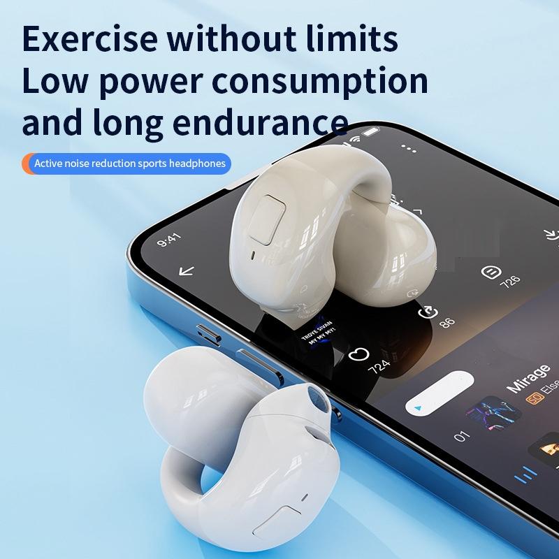 Wireless Clip-On Bluetooth Earphone for Sports & Gaming – Secure Fit Headset – Light Skin Tone