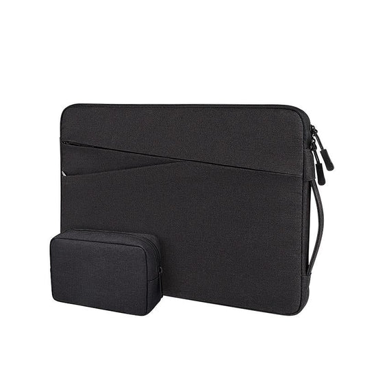 Polyester Laptop Sleeve with Accessory Pouch – Fits 14.1” to 15.4” Devices – Water-Resistant Liner Bag – Black