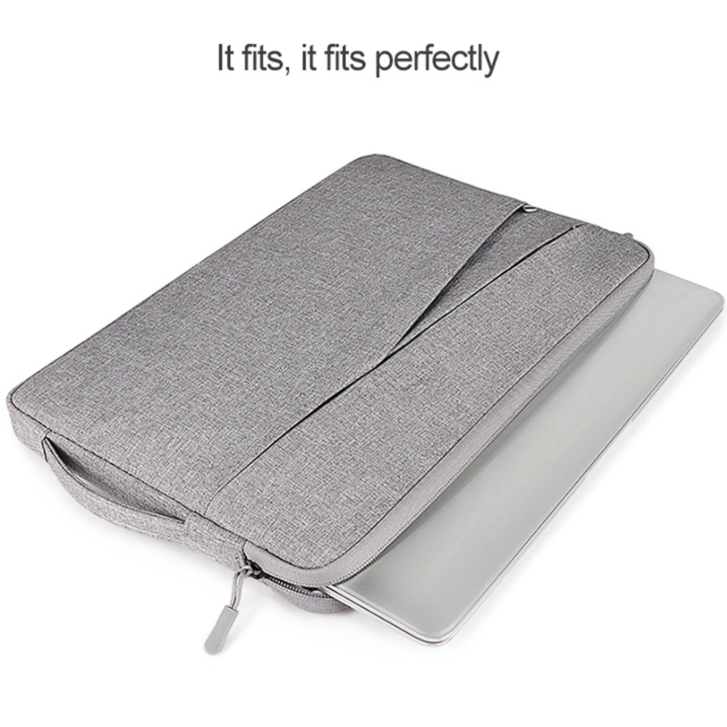 Polyester Laptop Sleeve with Accessory Pouch – Fits 14.1” to 15.4” Devices – Water-Resistant Liner Bag – Black