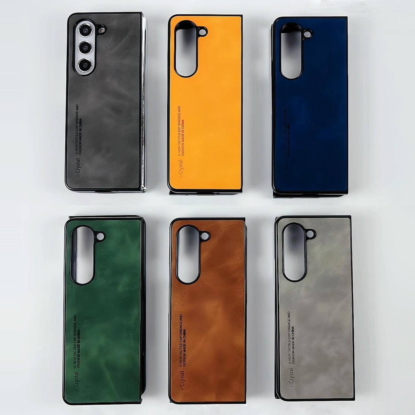 Crystal Leather Foldable Case for Samsung Galaxy Z Fold4 5G – Slim Protective Cover – Dark Grey