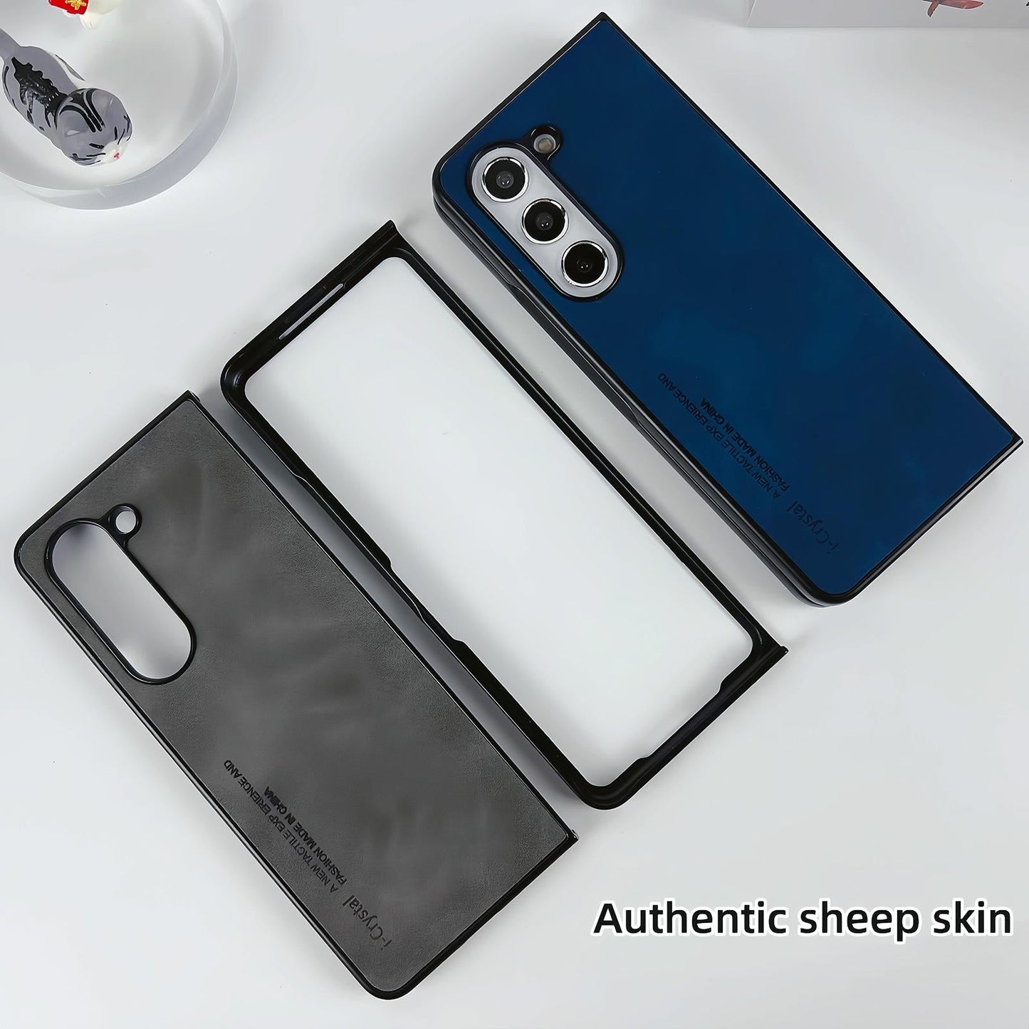 Crystal Leather Foldable Case for Samsung Galaxy Z Fold4 5G – Slim Protective Cover – Dark Grey