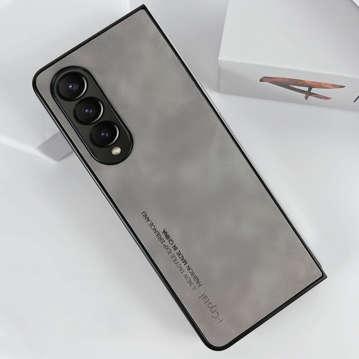 Crystal Leather Foldable Case for Samsung Galaxy Z Fold4 5G – Slim Protective Cover – Dark Grey