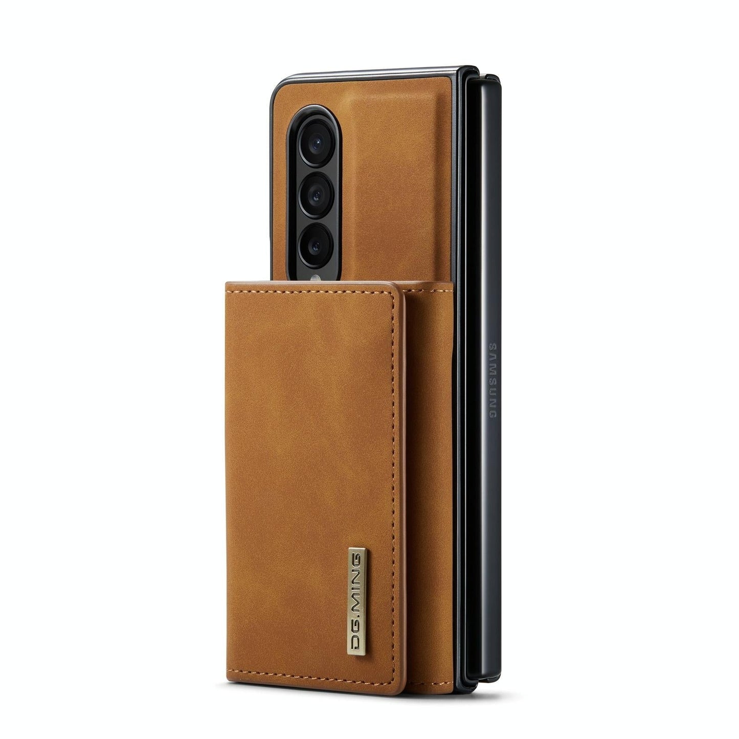 Samsung Galaxy Z Fold4 5G Wallet Case – 3-Fold Leather Cover with Multi Card Holder – Coffee Brown