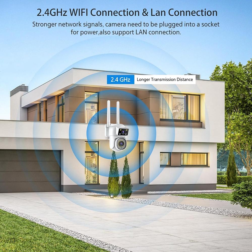 Outdoor WiFi Dual-Lens Security Camera – Night Vision, Remote Control, HD Surveillance System