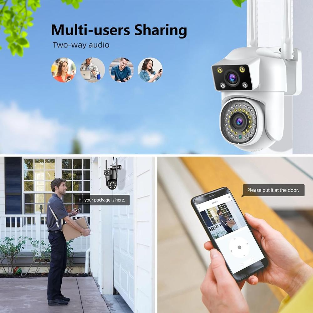 Outdoor WiFi Dual-Lens Security Camera – Night Vision, Remote Control, HD Surveillance System