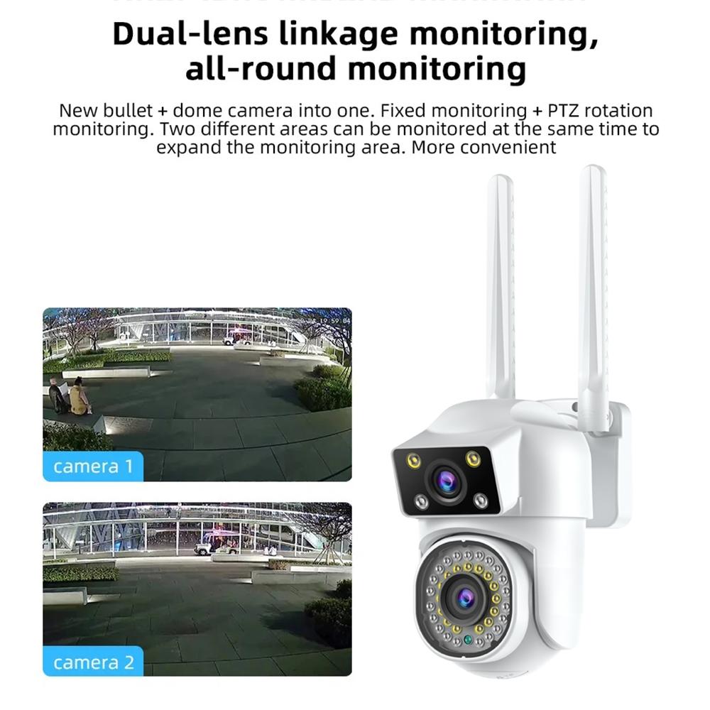 Outdoor WiFi Dual-Lens Security Camera – Night Vision, Remote Control, HD Surveillance System