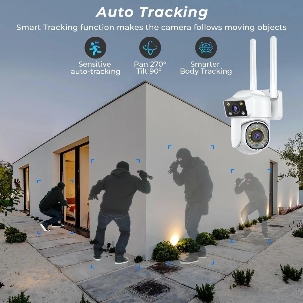 Outdoor WiFi Dual-Lens Security Camera – Night Vision, Remote Control, HD Surveillance System