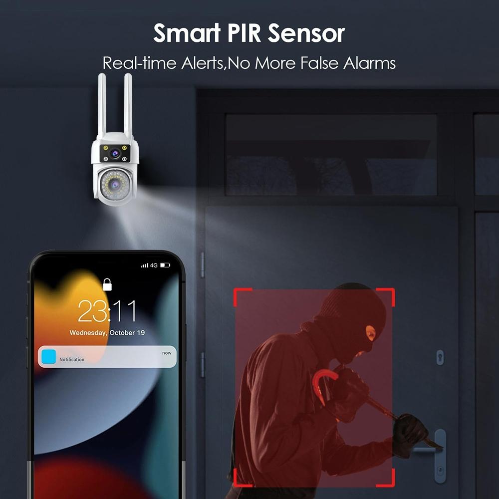 Outdoor WiFi Dual-Lens Security Camera – Night Vision, Remote Control, HD Surveillance System
