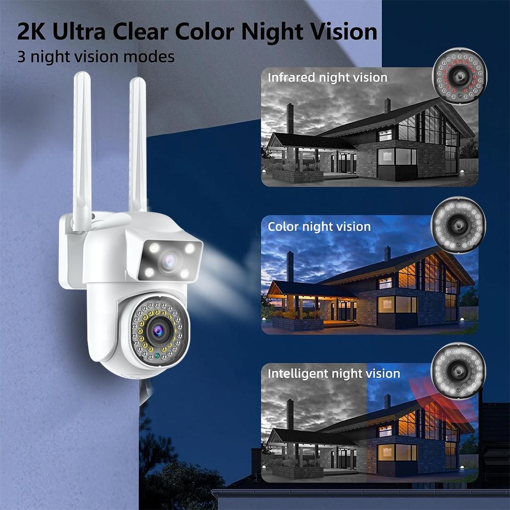 Outdoor WiFi Dual-Lens Security Camera – Night Vision, Remote Control, HD Surveillance System