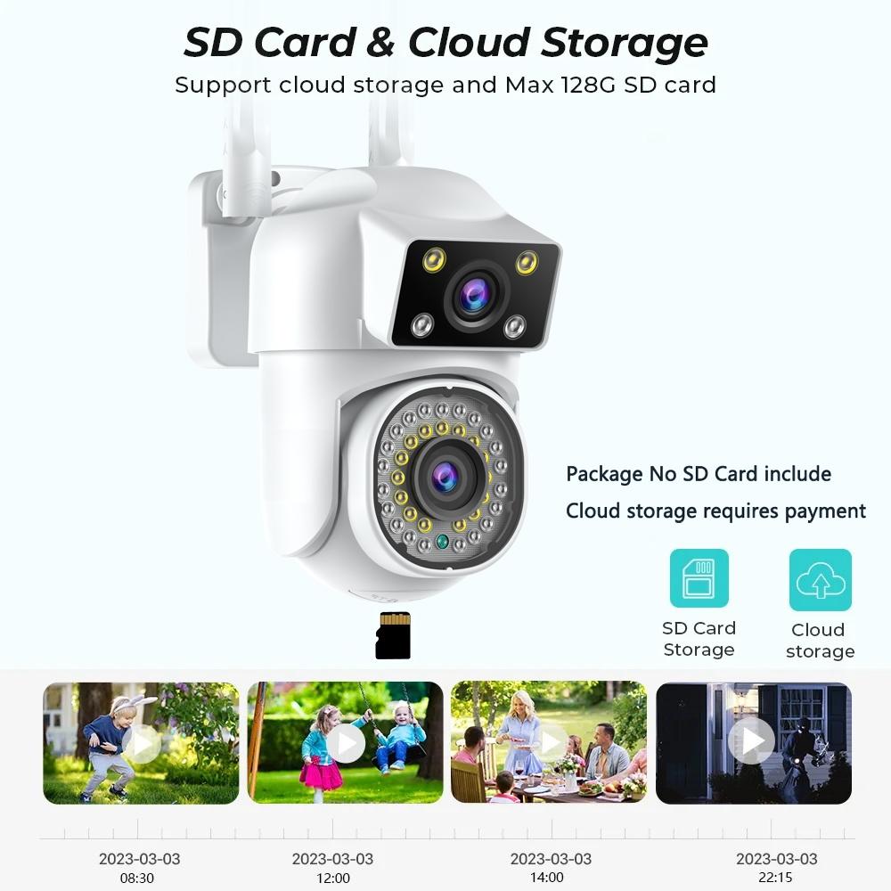 Outdoor WiFi Dual-Lens Security Camera – Night Vision, Remote Control, HD Surveillance System