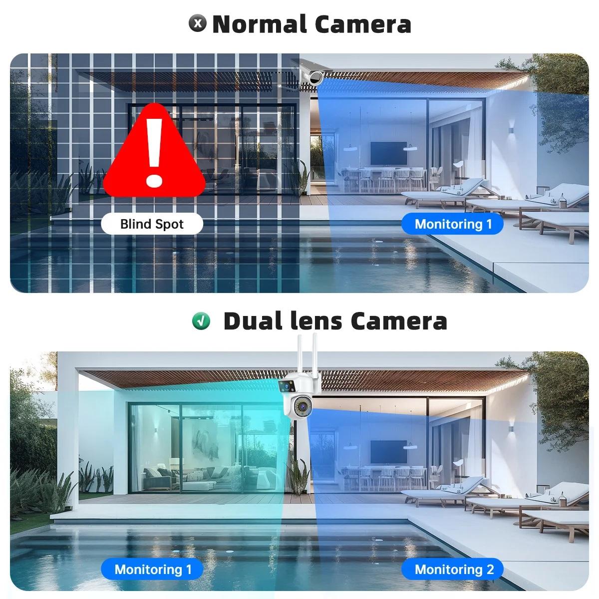 Outdoor WiFi Dual-Lens Security Camera – Night Vision, Remote Control, HD Surveillance System