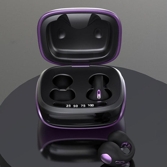 Wireless Bone Conduction Bluetooth Headset – Clip-On Open-Ear Design with Noise Reduction – Purple