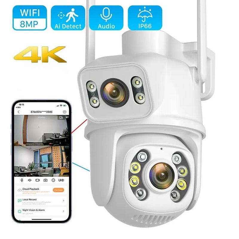 6MP Dual-Lens WiFi Security Camera – AI Human Detection, Two-Way Audio, Smart Home Monitoring