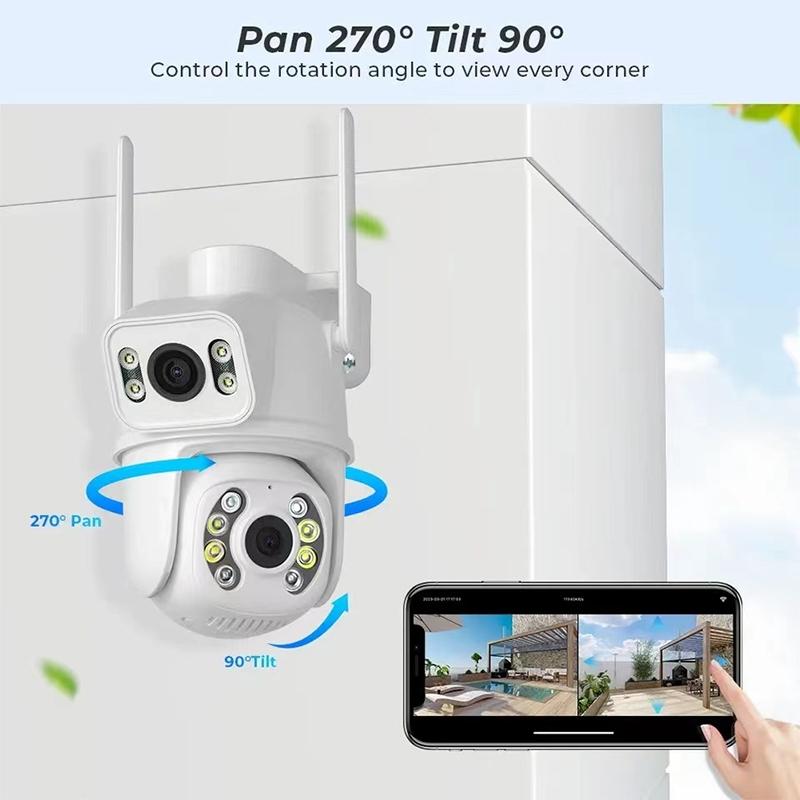 6MP Dual-Lens WiFi Security Camera – AI Human Detection, Two-Way Audio, Smart Home Monitoring