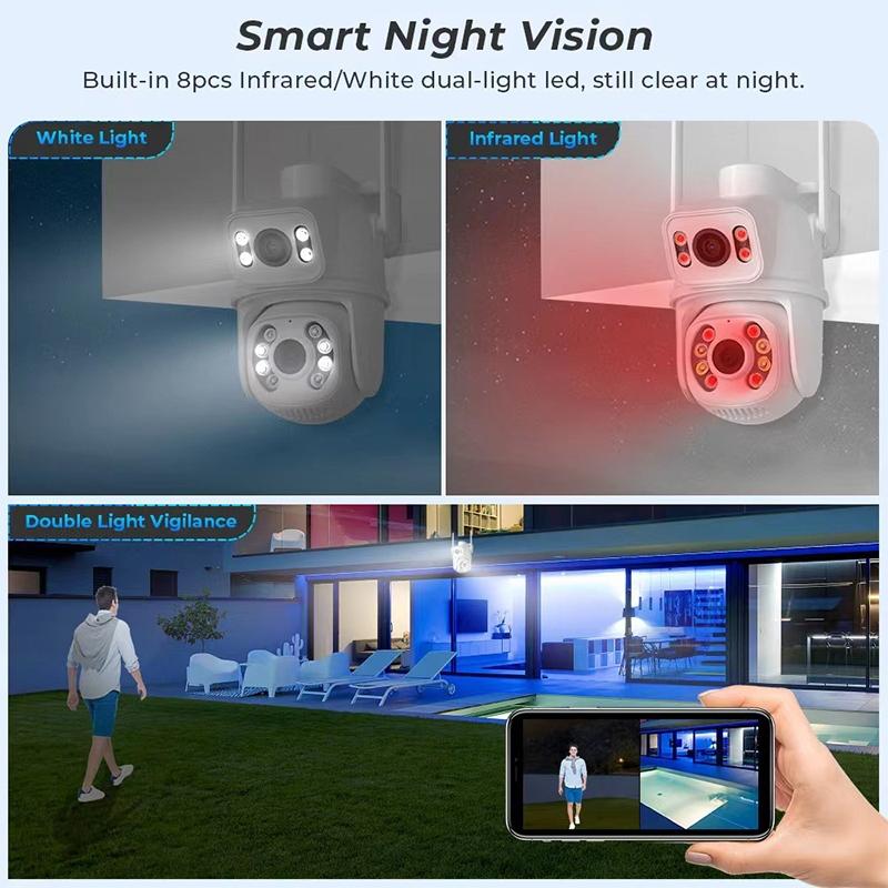 6MP Dual-Lens WiFi Security Camera – AI Human Detection, Two-Way Audio, Smart Home Monitoring