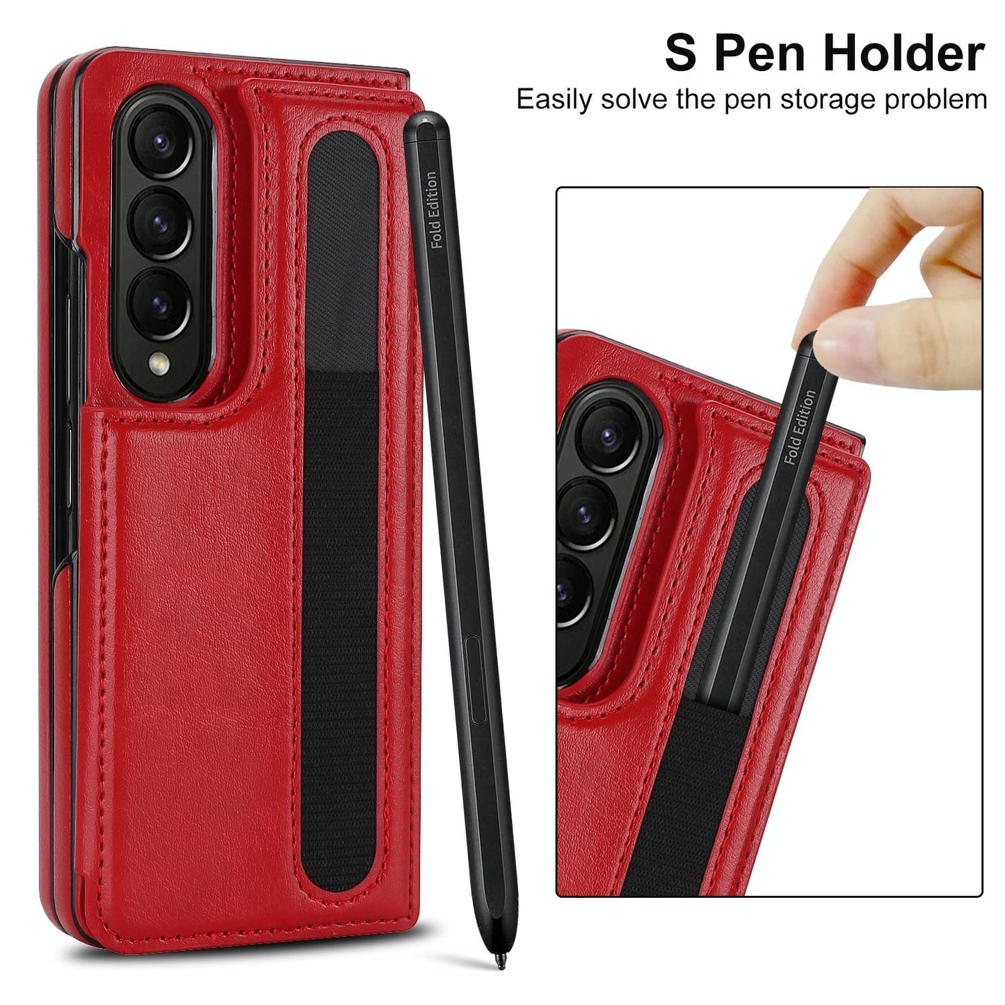 Double Buckle Foldable Phone Case with Pen Slot for Samsung Galaxy Z Fold4 5G – Rose Gold