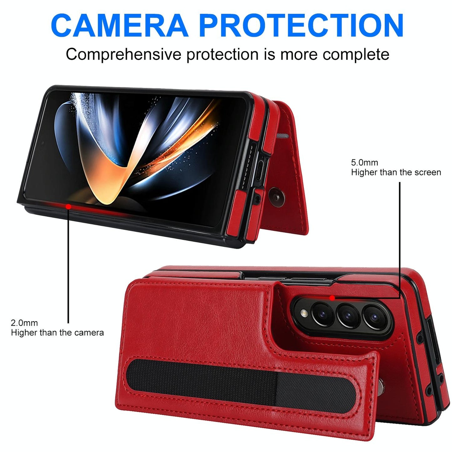 Double Buckle Foldable Phone Case with Pen Slot for Samsung Galaxy Z Fold4 5G – Rose Gold