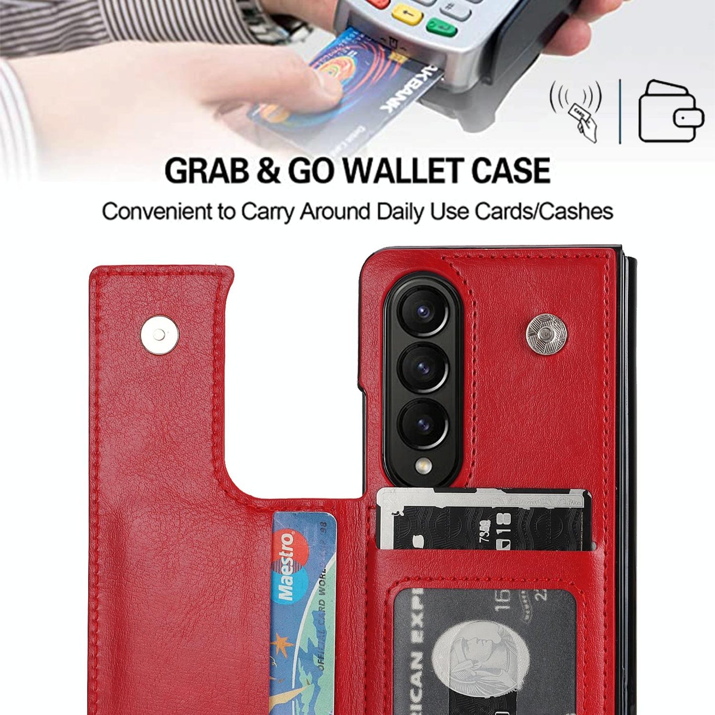 Double Buckle Foldable Phone Case with Pen Slot for Samsung Galaxy Z Fold4 5G – Rose Gold