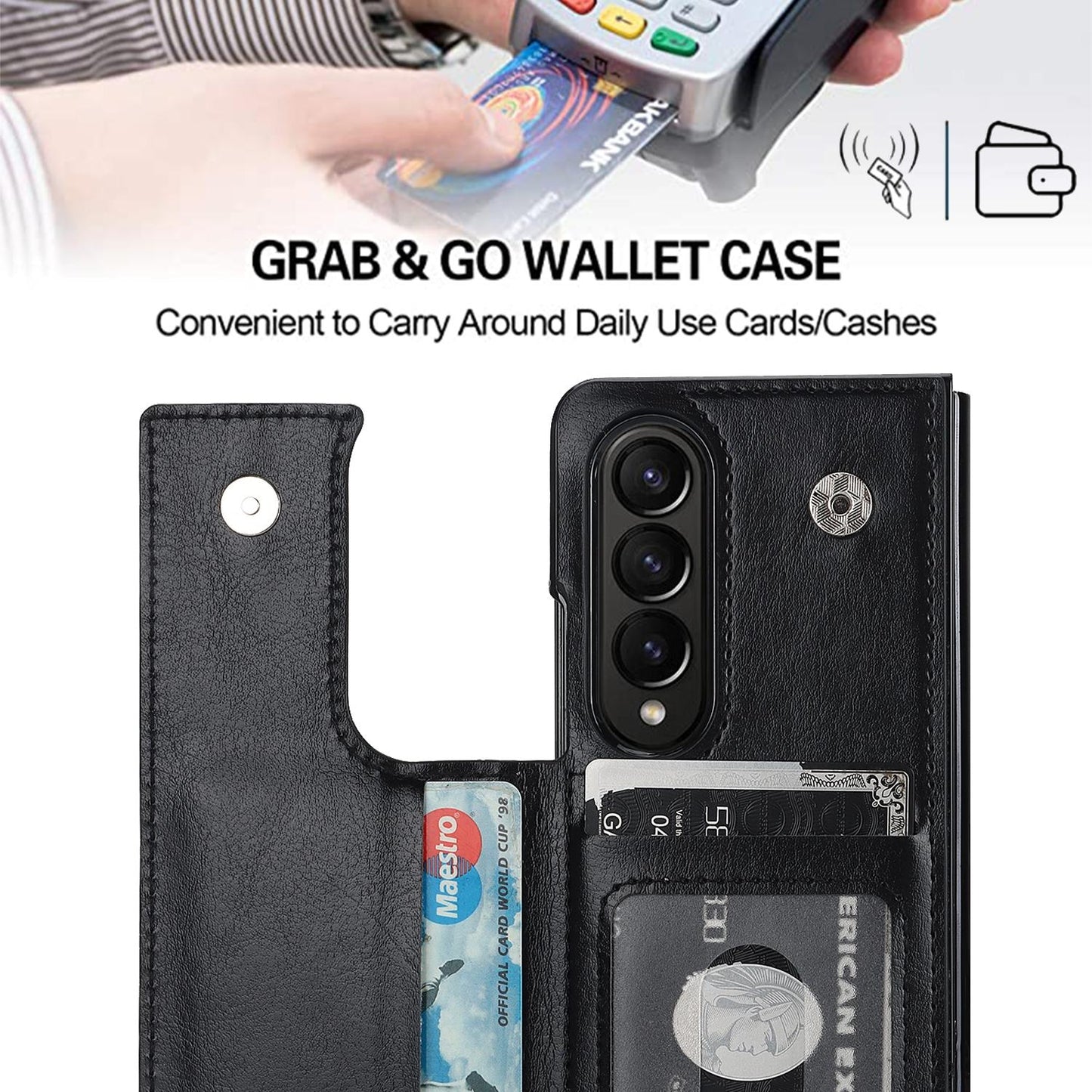 Double Buckle Foldable Phone Case with Pen Slot for Samsung Galaxy Z Fold4 5G – Rose Gold