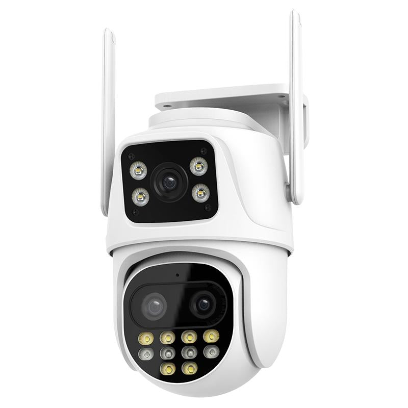 3MP WiFi Triple Security Camera – AI Human Face Recognition, Motion Alarm, Compact Smart Design