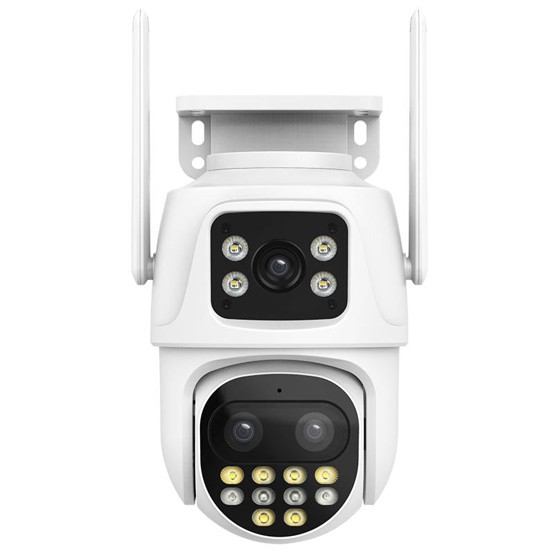 3MP WiFi Triple Security Camera – AI Human Face Recognition, Motion Alarm, Compact Smart Design