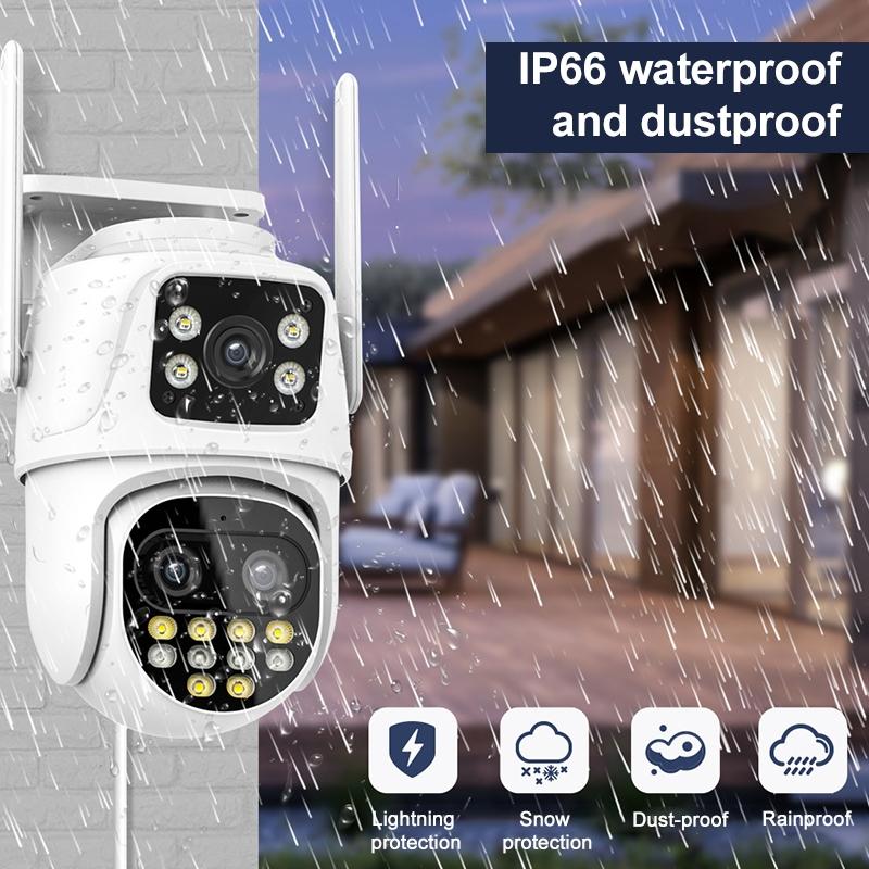 3MP WiFi Triple Security Camera – AI Human Face Recognition, Motion Alarm, Compact Smart Design