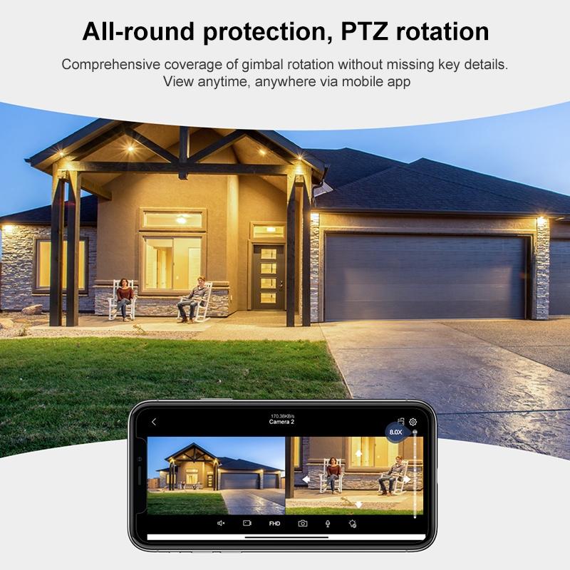 3MP WiFi Triple Security Camera – AI Human Face Recognition, Motion Alarm, Compact Smart Design