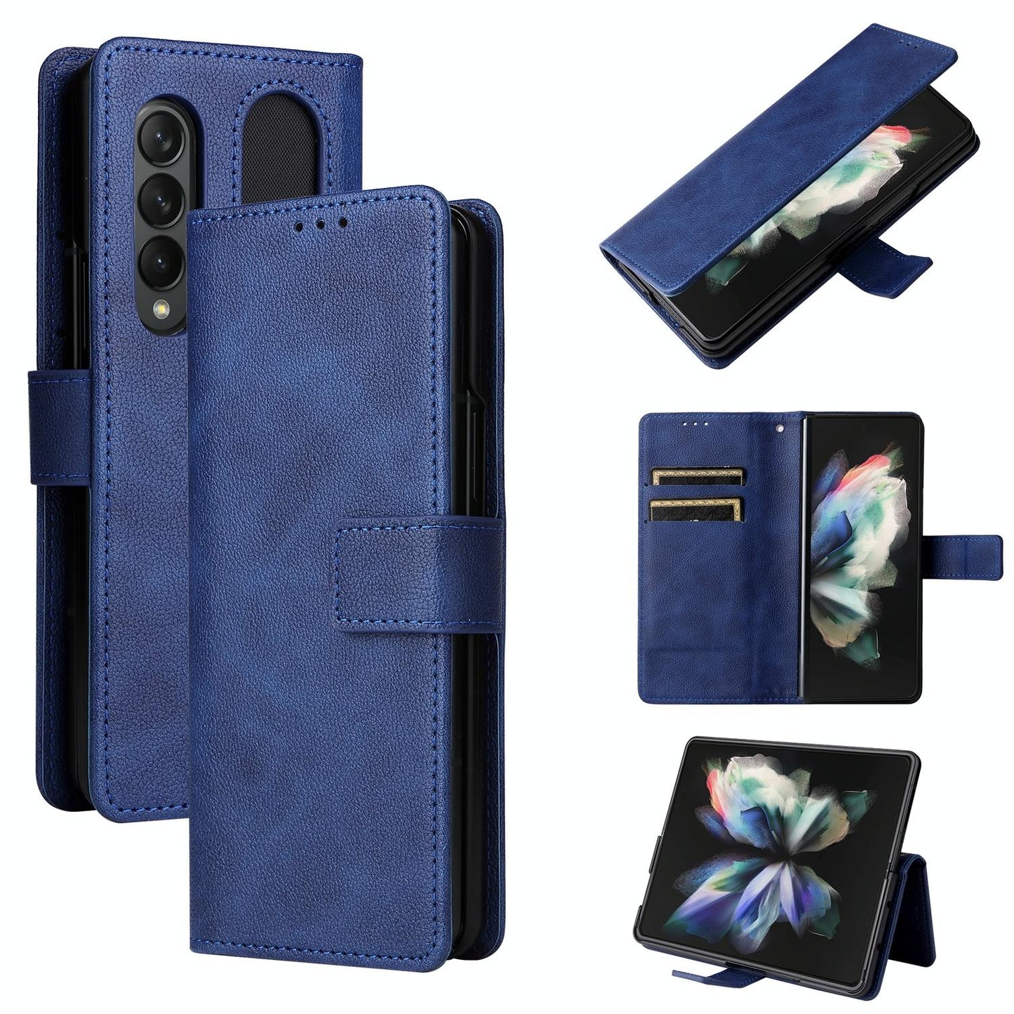 Leather Flip Case with Pen Slot for Samsung Galaxy Z Fold4 5G – Premium Magnetic Cover – Black