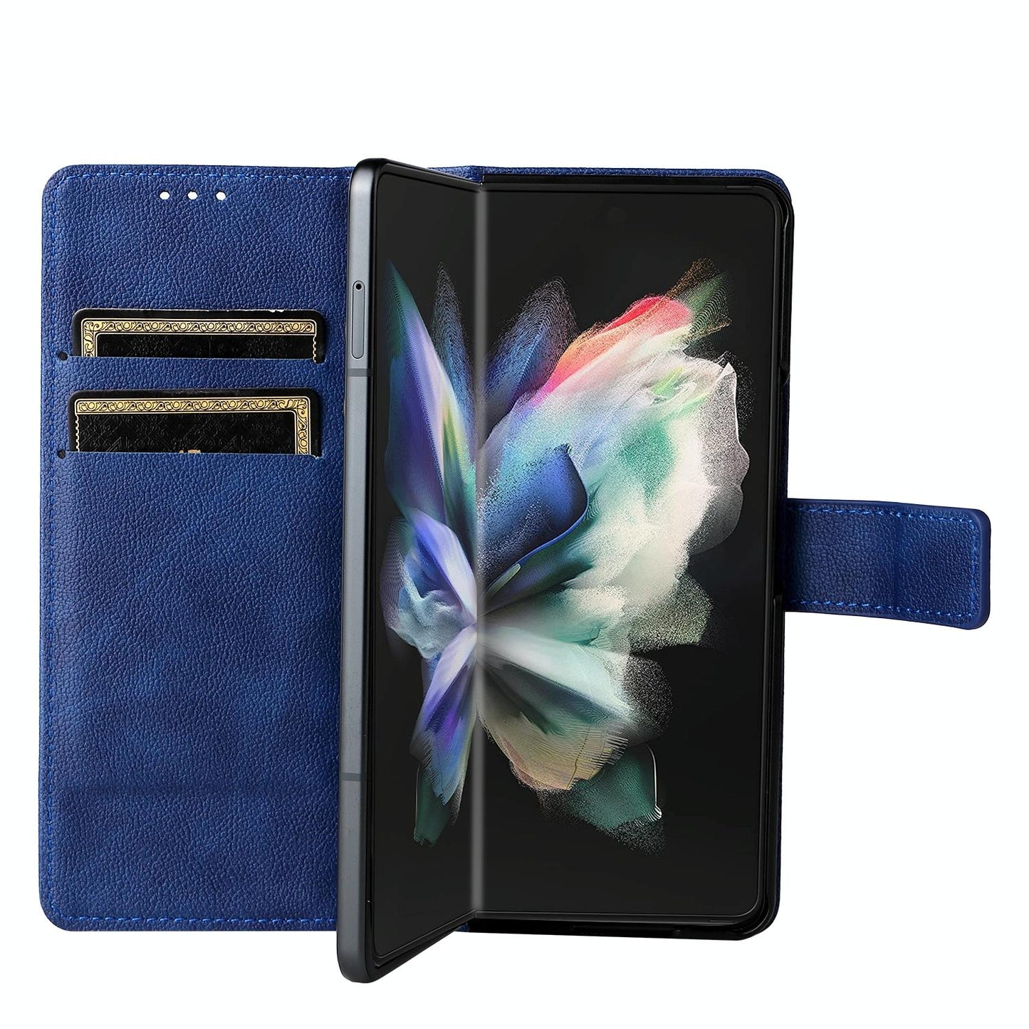 Leather Flip Case with Pen Slot for Samsung Galaxy Z Fold4 5G – Premium Magnetic Cover – Black