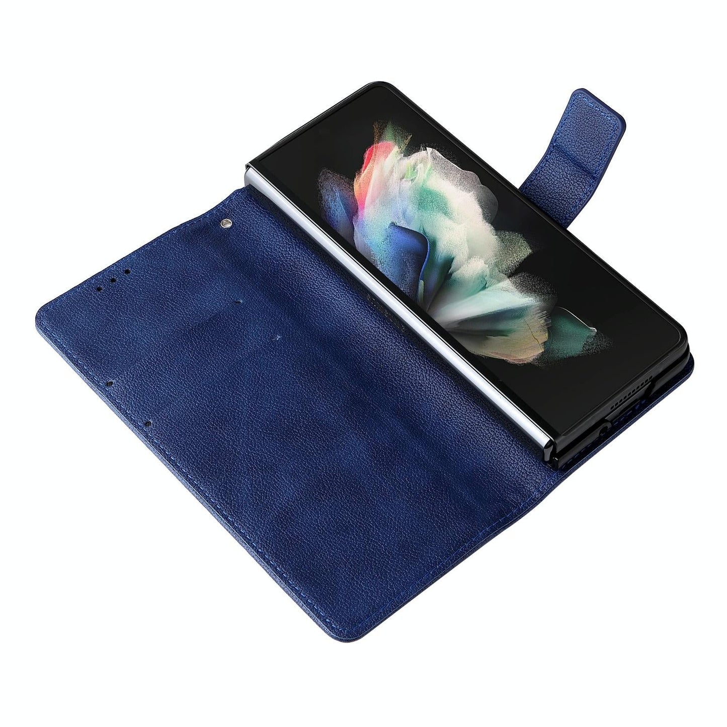 Leather Flip Case with Pen Slot for Samsung Galaxy Z Fold4 5G – Premium Magnetic Cover – Black